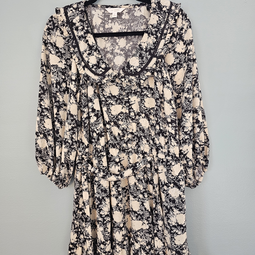 Floral Black and Cream Women's Dress